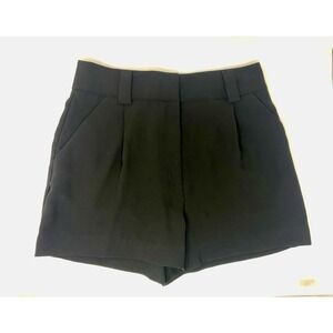 H&M Pleated High Rise Black Dressy Women's Shorts w/ Pockets Size 10